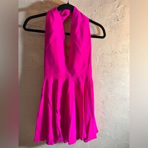 Amanda Uprichard Fuchsia Halter 100% Silk Dress colorful mini halter hoco